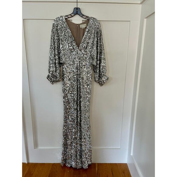 Sachin‎ & Babi Sequin Gabby Silver Gown Size 2 - Picture 3 of 5